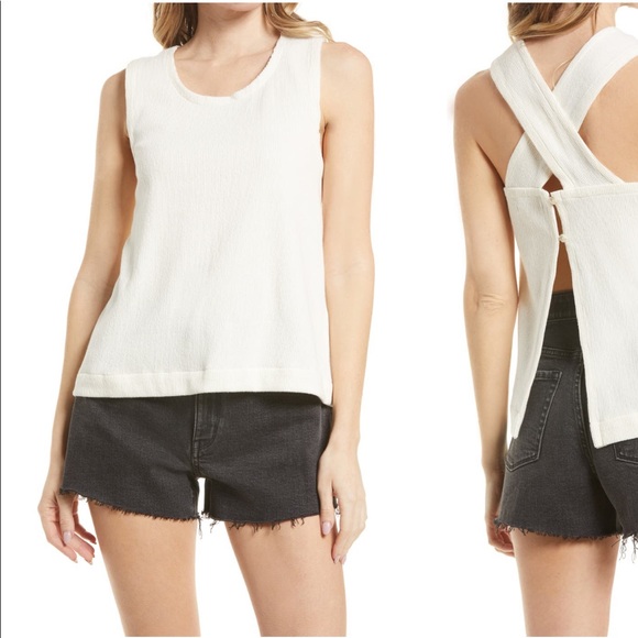 Madewell Tops - NWT Madewell Ottoman Jacquard Cross back Tank in Ivory